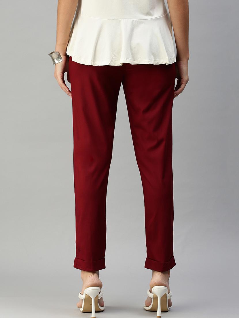 mid rise solid cigarette pants trouser - 18400168 - Zoom Image - 3