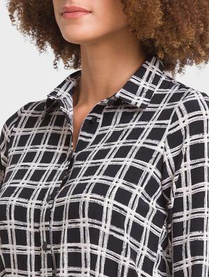 tie front checkered shirt dress - 18400323 - Standard Image - 5