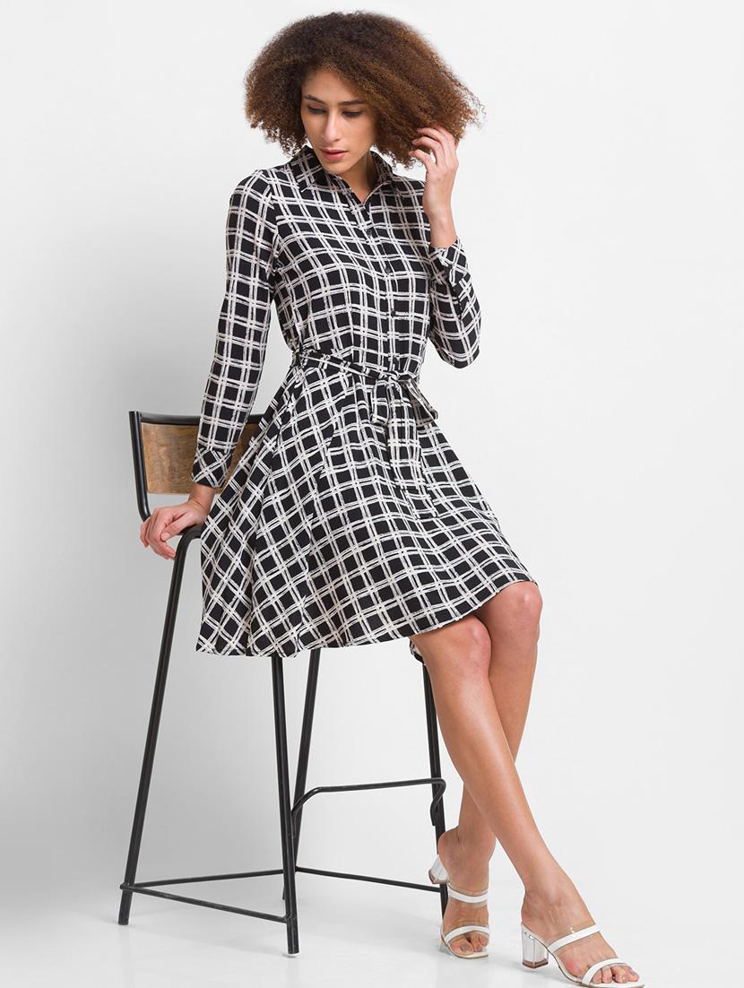 tie front checkered shirt dress - 18400323 - Zoom Image - 3