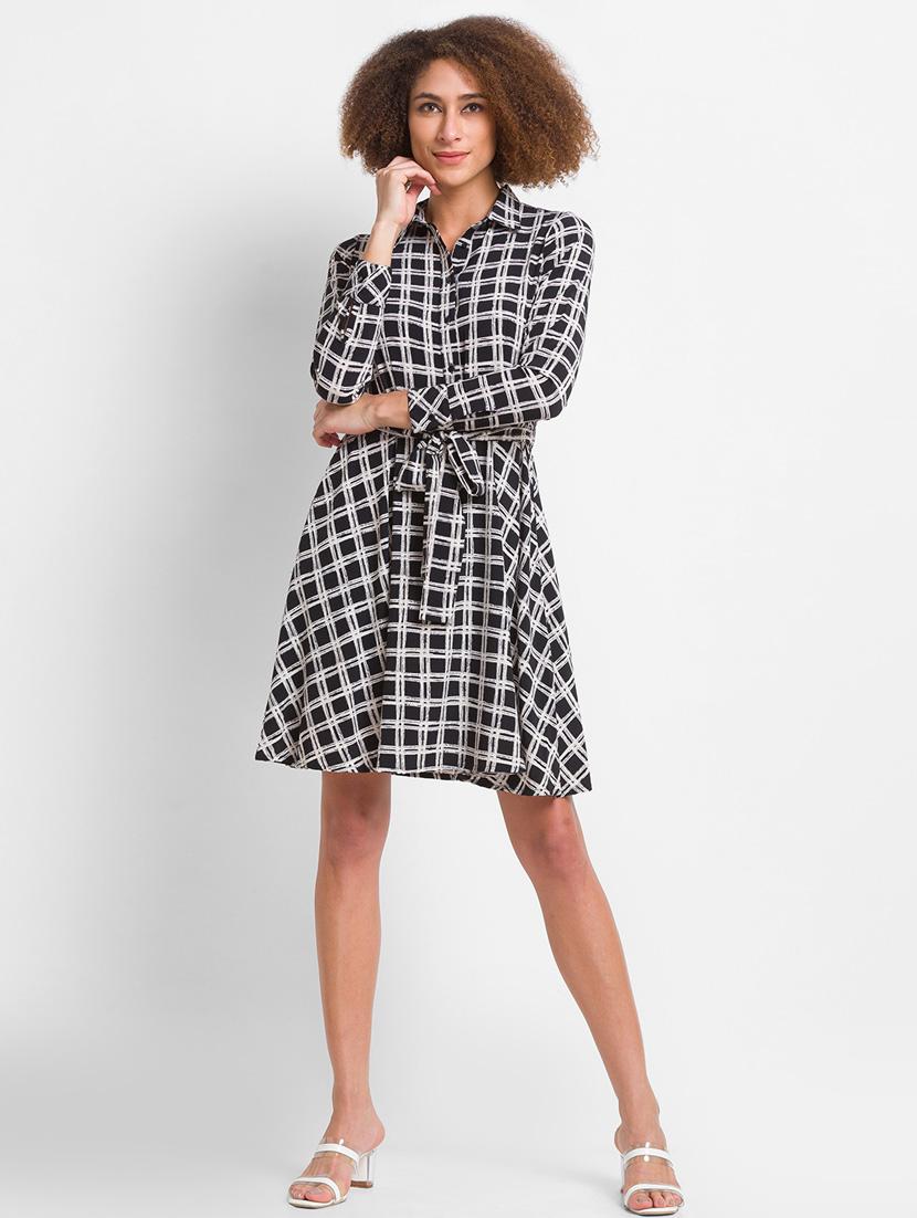 tie front checkered shirt dress - 18400323 - Zoom Image - 4