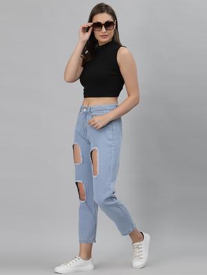 high rise distressed mom jean - 18400409 - Standard Image - 4