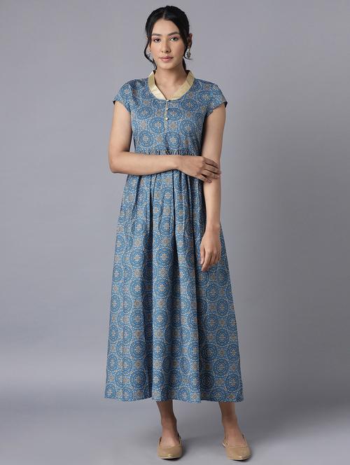 v-neck printed maxi dress - 18400630 - Standard Image - 1