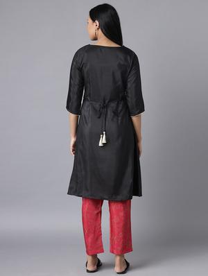 black cotton blend suit set - 18400646 - Standard Image - 3