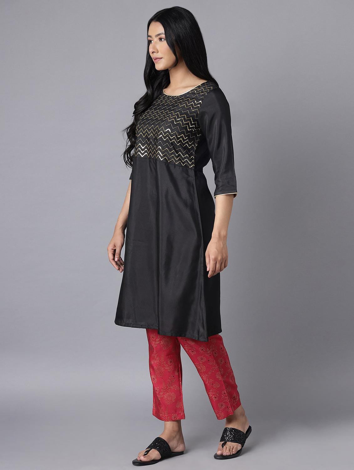 black cotton blend suit set - 18400646 - Zoom Image - 2