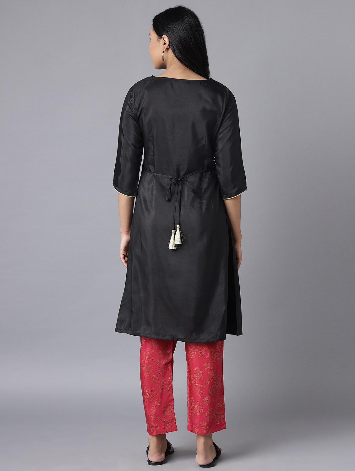 black cotton blend suit set - 18400646 - Zoom Image - 3