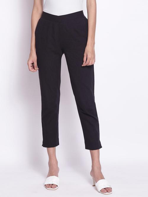 mid rise solid cigarette pant trouser - 18400735 - Standard Image - 1