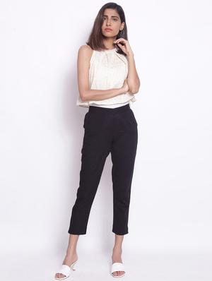 mid rise solid cigarette pant trouser - 18400735 - Standard Image - 4