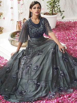 embroidered anarkali suit semi-stitched suit - 18401078 - Standard Image - 2