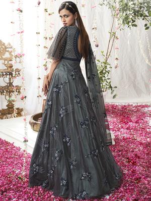 embroidered anarkali suit semi-stitched suit - 18401078 - Standard Image - 3