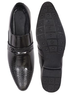 black synthetic slip on shoes - 18401144 - Standard Image - 5