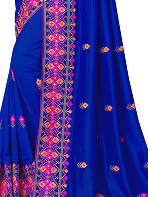 blue georgette embroidered saree with blouse - 18401164 - Standard Image - 3