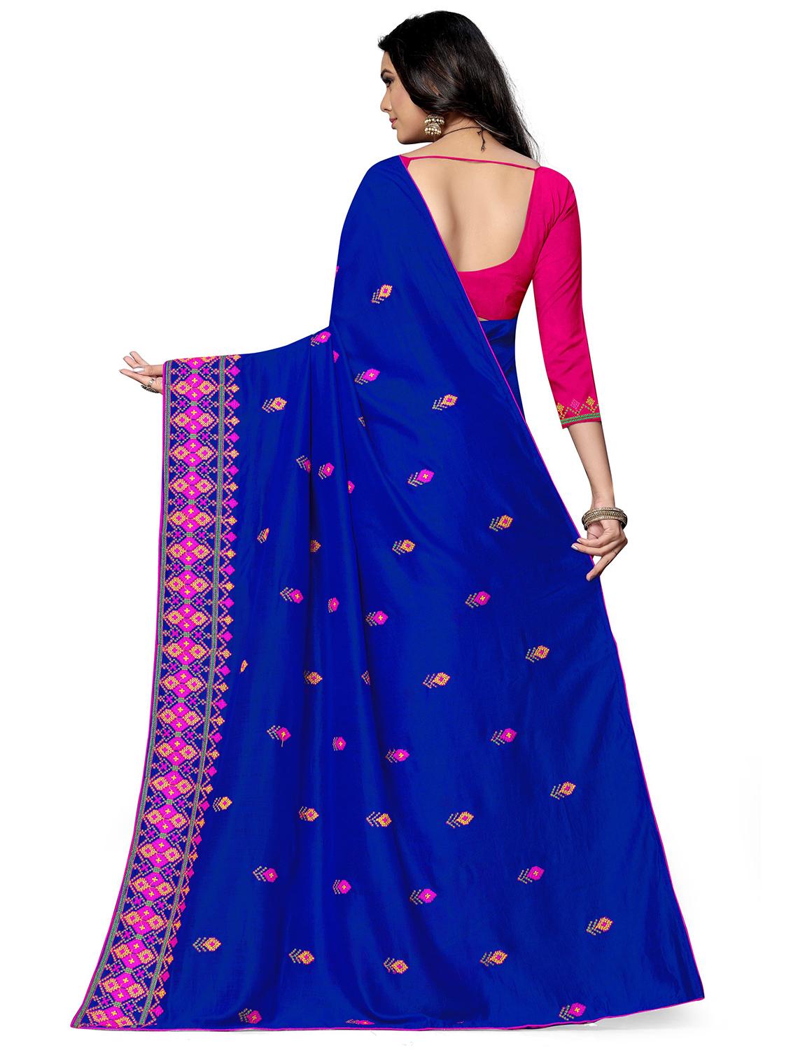 blue georgette embroidered saree with blouse - 18401164 - Zoom Image - 2