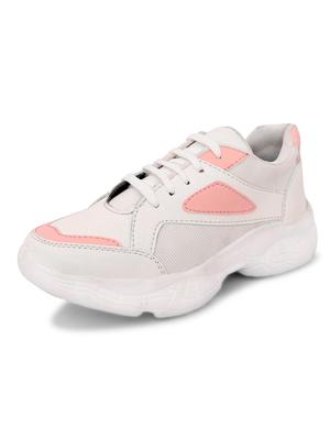pink mesh laceup sports shoes - 18401384 - Standard Image - 3