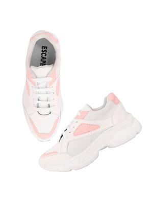 pink mesh laceup sports shoes - 18401384 - Standard Image - 4