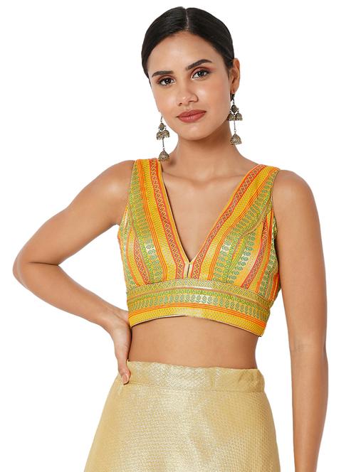 yellow art silk printed blouse - 18401847 - Standard Image - 1