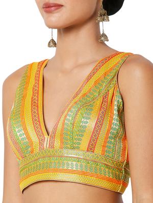 yellow art silk printed blouse - 18401847 - Standard Image - 6