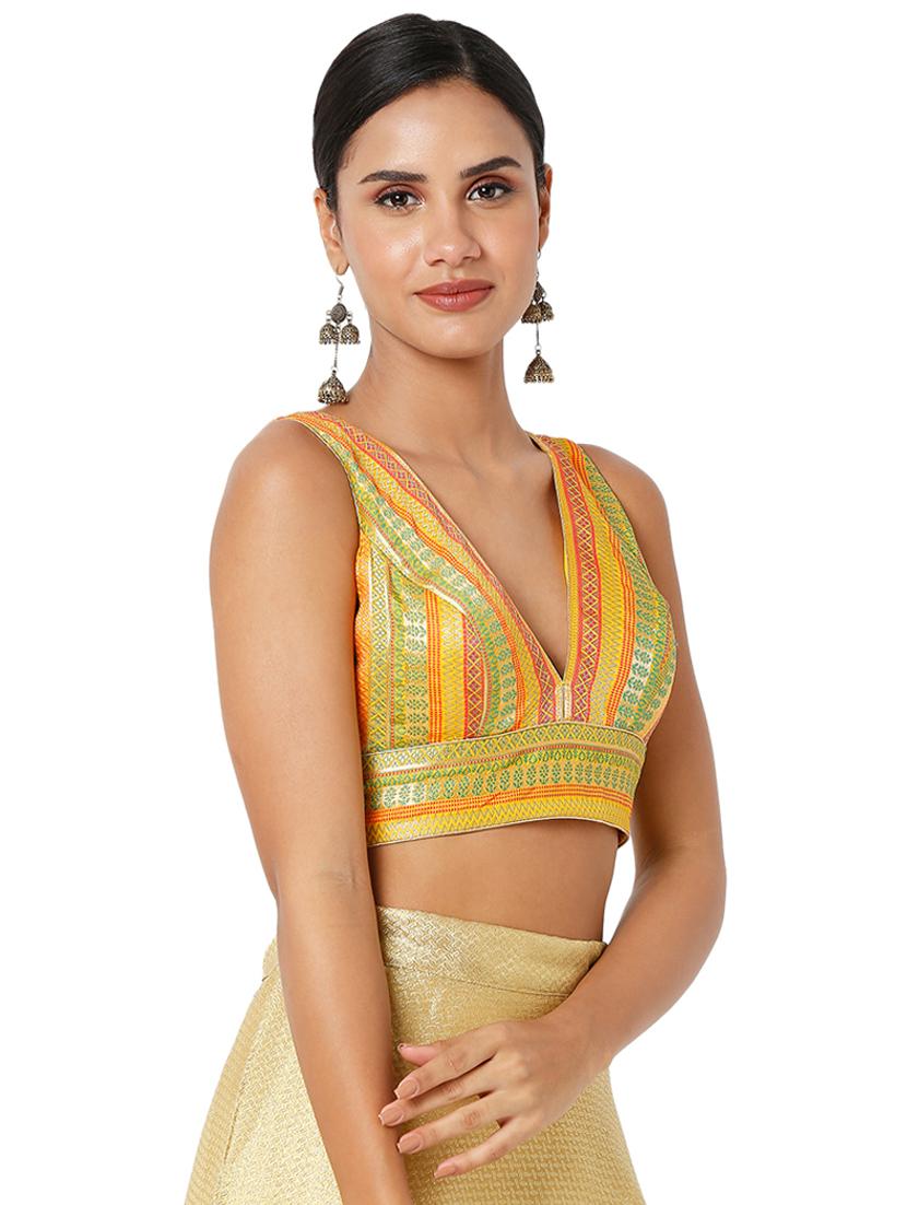 yellow art silk printed blouse - 18401847 - Zoom Image - 2