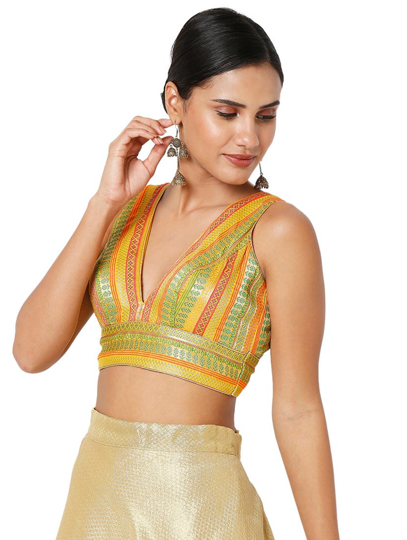 yellow art silk printed blouse - 18401847 - Zoom Image - 3