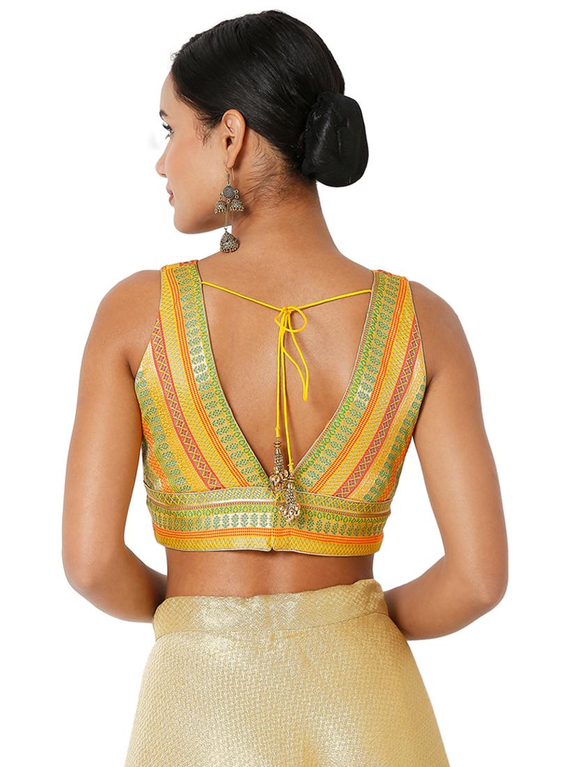 yellow art silk printed blouse - 18401847 - Zoom Image - 4
