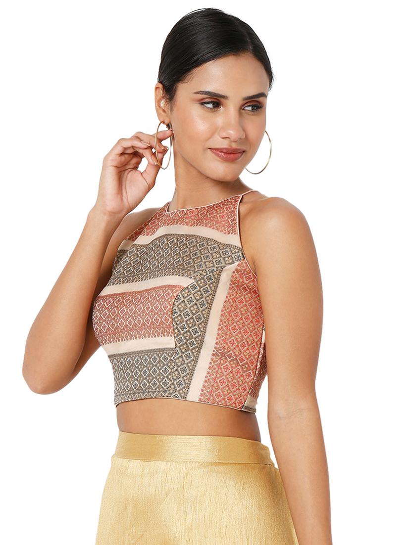 orange silk printed blouse - 18401851 - Zoom Image - 2