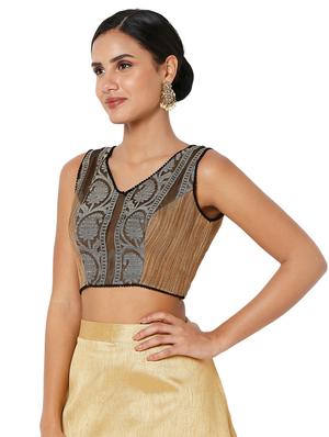 gold cotton printed blouse - 18401852 - Standard Image - 2