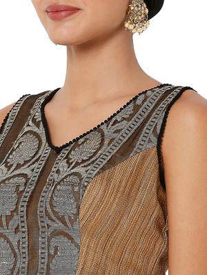 gold cotton printed blouse - 18401852 - Standard Image - 6