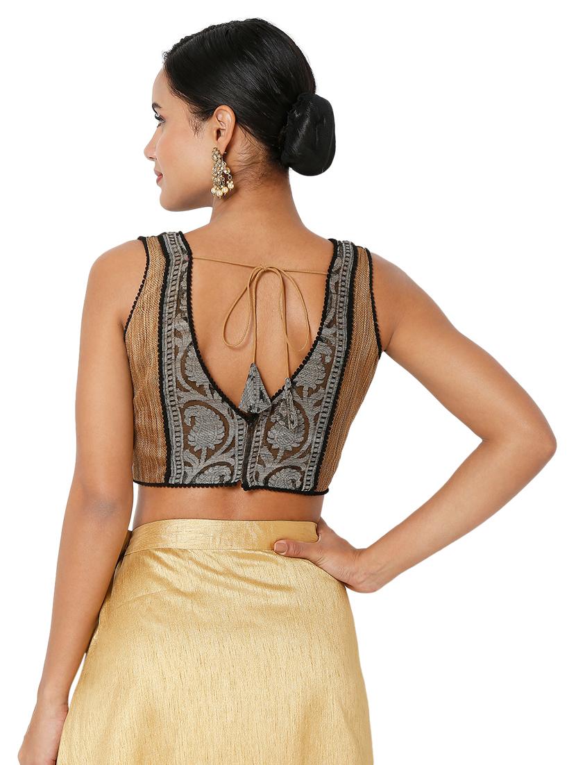 gold cotton printed blouse - 18401852 - Zoom Image - 4