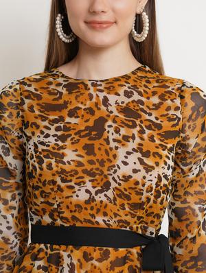 tie front animal fit & flare dress - 18402173 - Standard Image - 5
