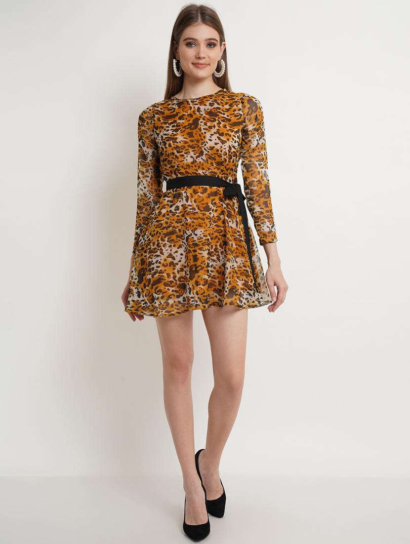 tie front animal fit & flare dress - 18402173 - Zoom Image - 2
