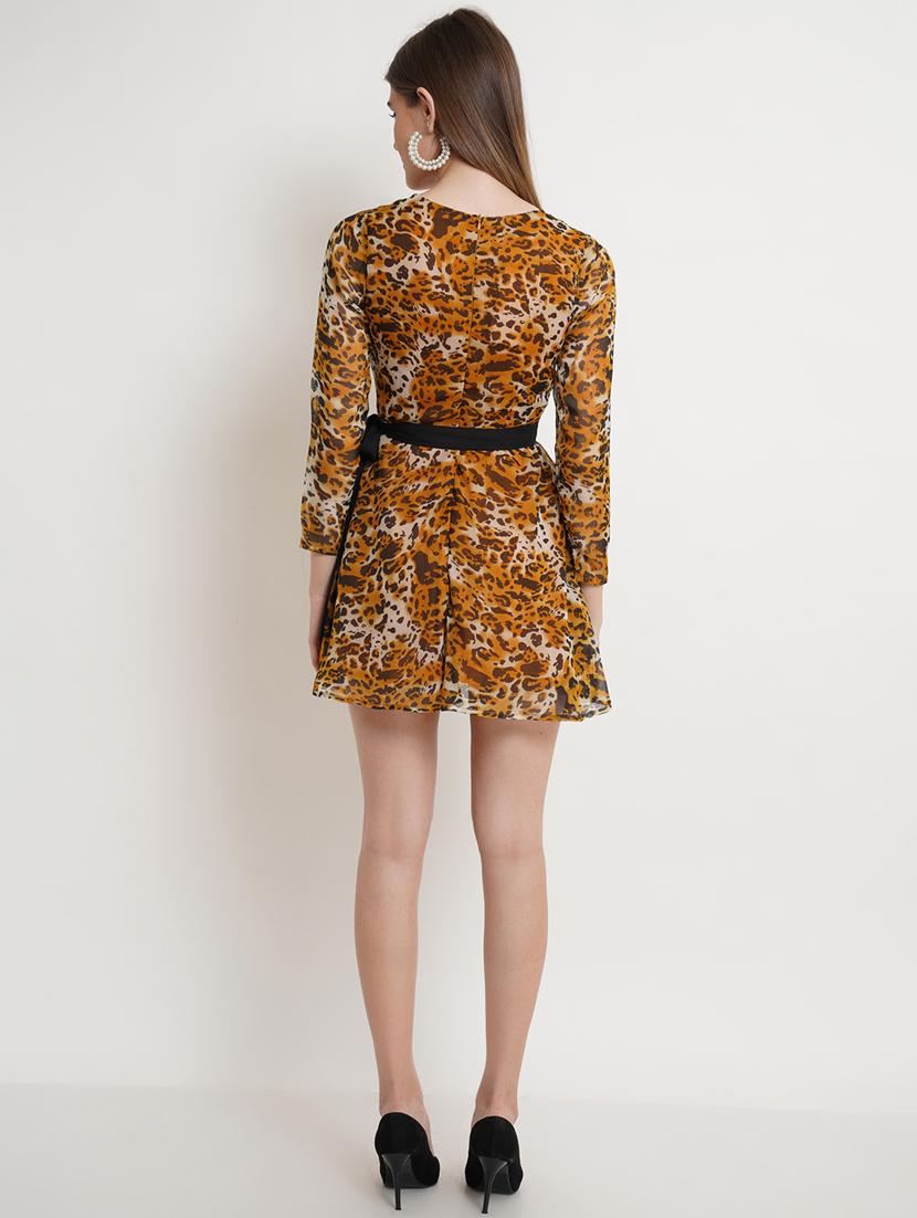 tie front animal fit & flare dress - 18402173 - Zoom Image - 4