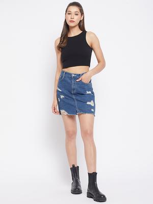 round neck solid crop top - 18402511 - Standard Image - 4