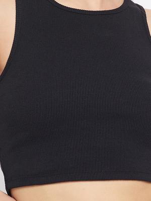 round neck solid crop top - 18402511 - Standard Image - 5
