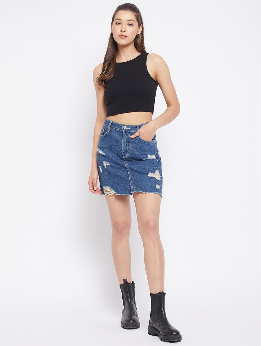 round neck solid crop top - 18402511 - Zoom Image - 4