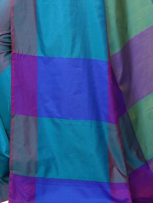 turquoise art silk woven saree with blouse - 18402763 - Standard Image - 4