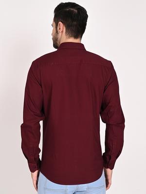 maroon solid casual shirt - 18402796 - Standard Image - 3
