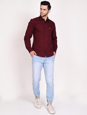 maroon solid casual shirt - 18402796 - Standard Image - 4