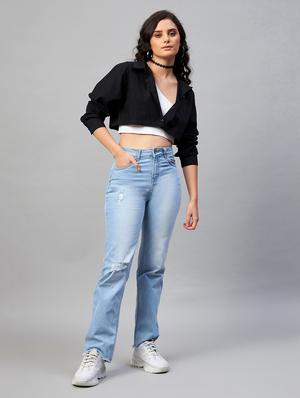 black solid crop shirt - 18402834 - Standard Image - 4