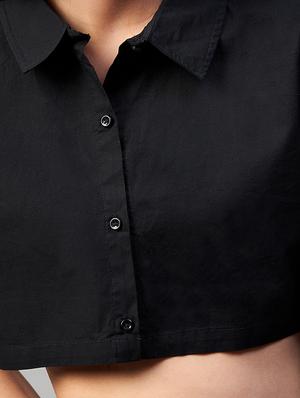 black solid crop shirt - 18402834 - Standard Image - 5