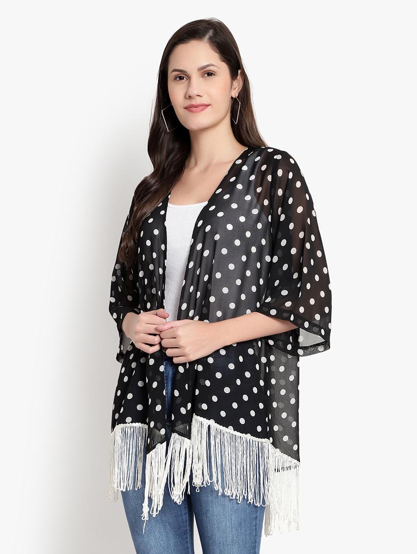 fringe hem polka dot shrug - 18403644 - Zoom Image - 2