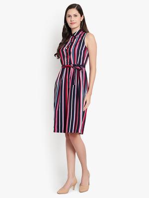 tie front striped a-line dress - 18403648 - Standard Image - 2
