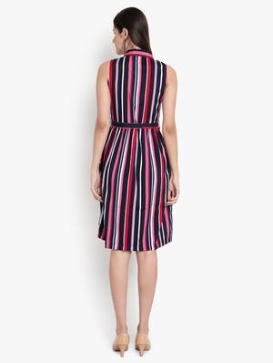 tie front striped a-line dress - 18403648 - Standard Image - 3