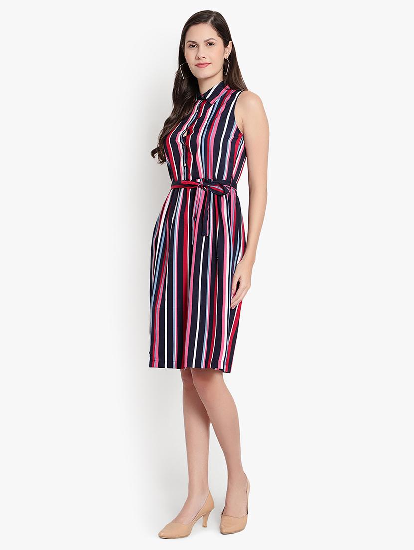 tie front striped a-line dress - 18403648 - Zoom Image - 2