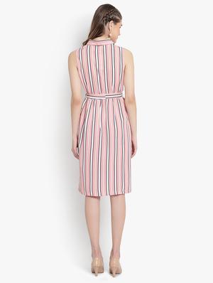 tie front striped a-line dress - 18403649 - Standard Image - 3
