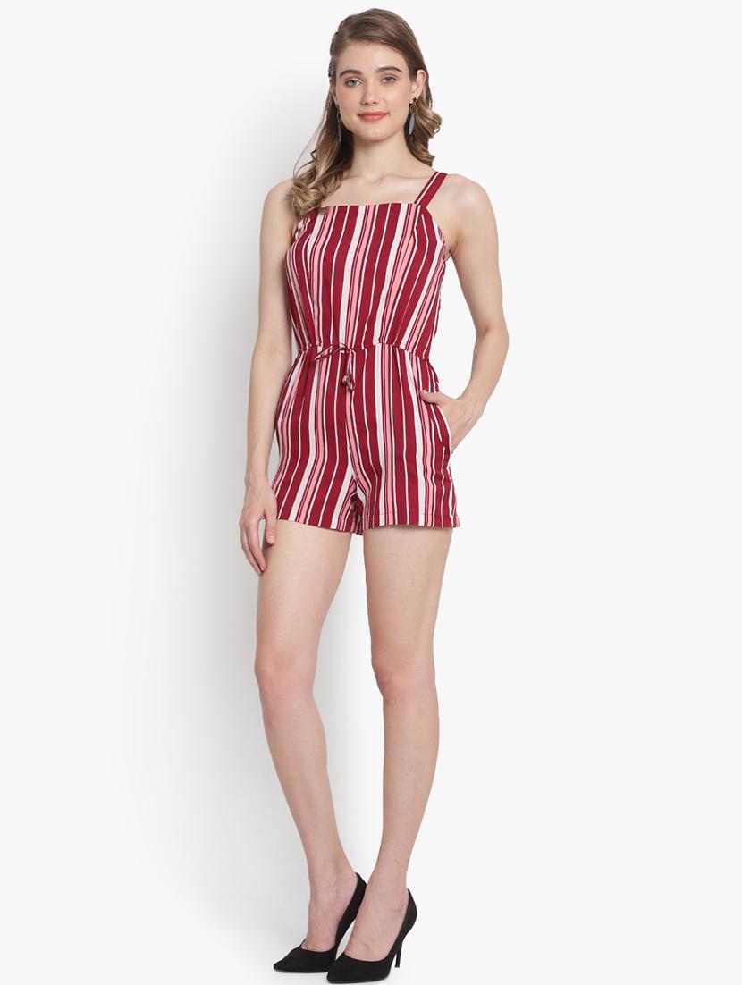 tie front striped romper - 18403660 - Zoom Image - 2