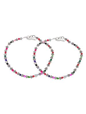 multi colored brass anklets and payal - 18404030 - Standard Image - 2