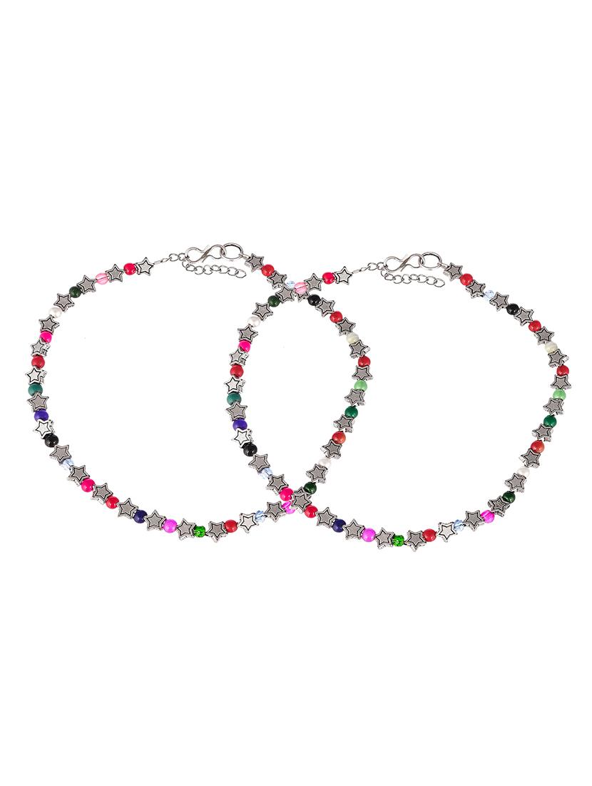 multi colored brass anklets and payal - 18404030 - Zoom Image - 2