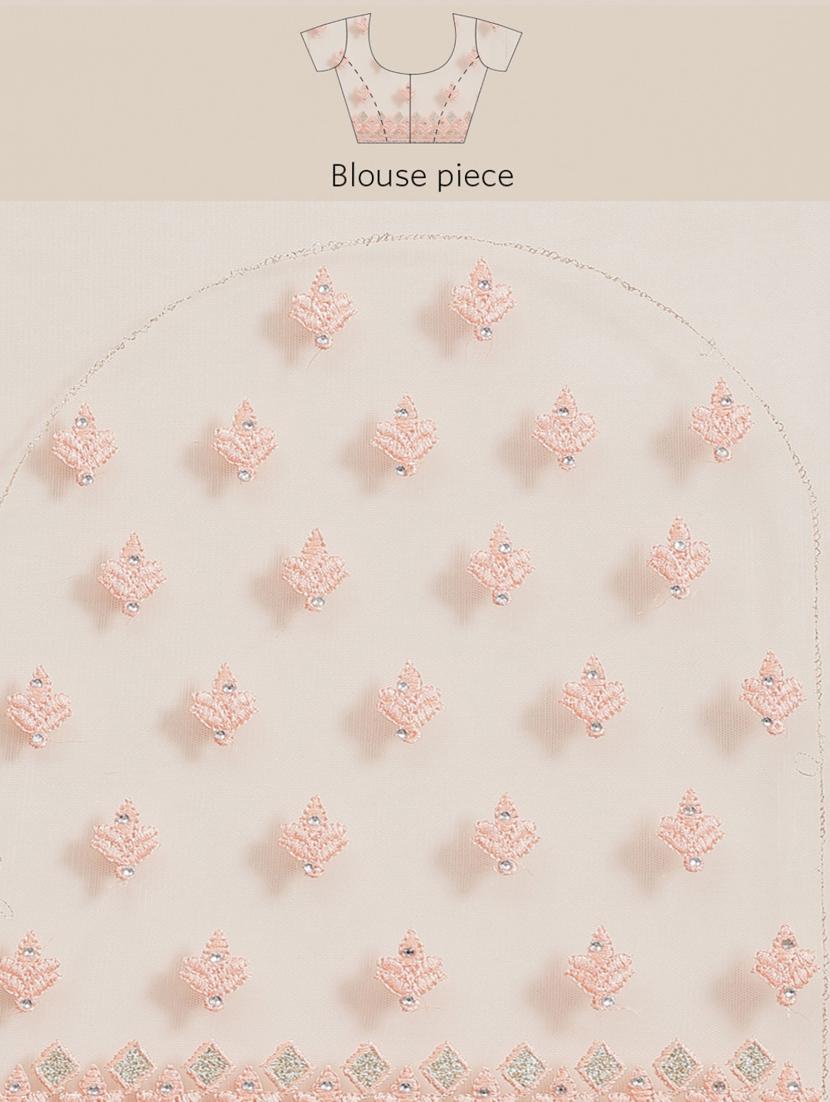 peach embroidered saree with blouse - 18404114 - Zoom Image - 4