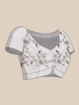 grey embroidered saree with blouse - 18404116 - Standard Image - 4