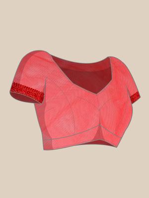 red embroidered saree with blouse - 18404124 - Standard Image - 5