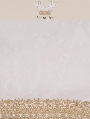 cream embroidered saree with blouse - 18404129 - Standard Image - 6